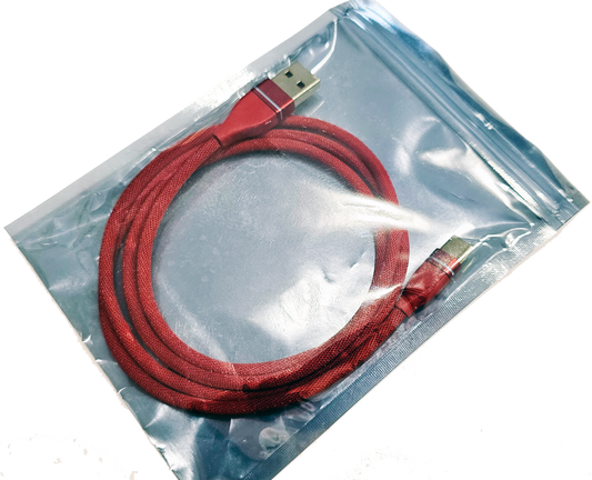 USB 2.0 Type-A to Type-C Cable. 1m, Braided, Red