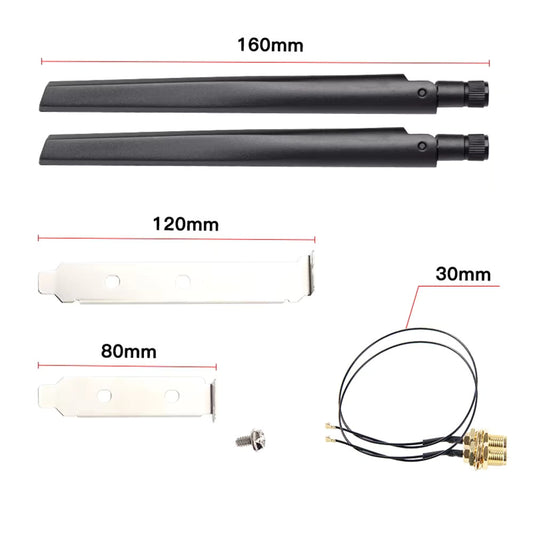 Wi-Fi Antenna Set - 2x U.FL IPEX4 to SMA, 6dBi, with Low Profile & Full Backplane