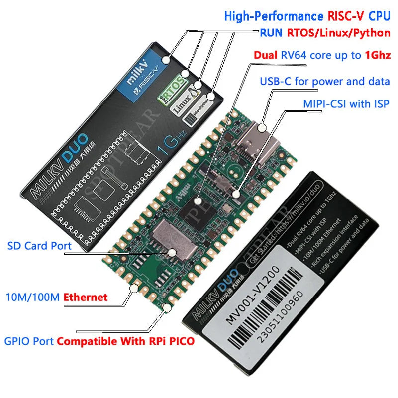 Milk-V Duo (64M) - 1GHz Dual-Core RISC-V + 8051 SBC