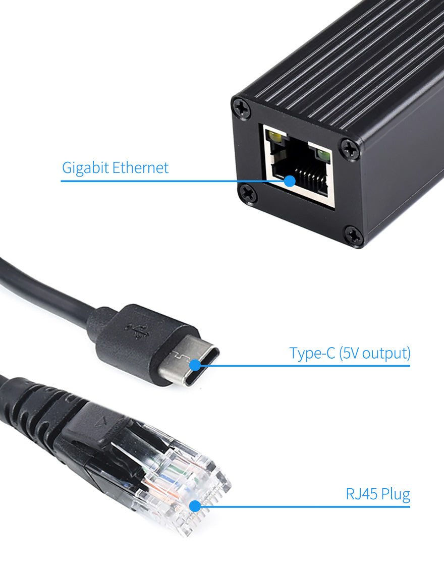 Waveshare USB Type-C PoE Splitter (Gigabit, 5V 2.5A)