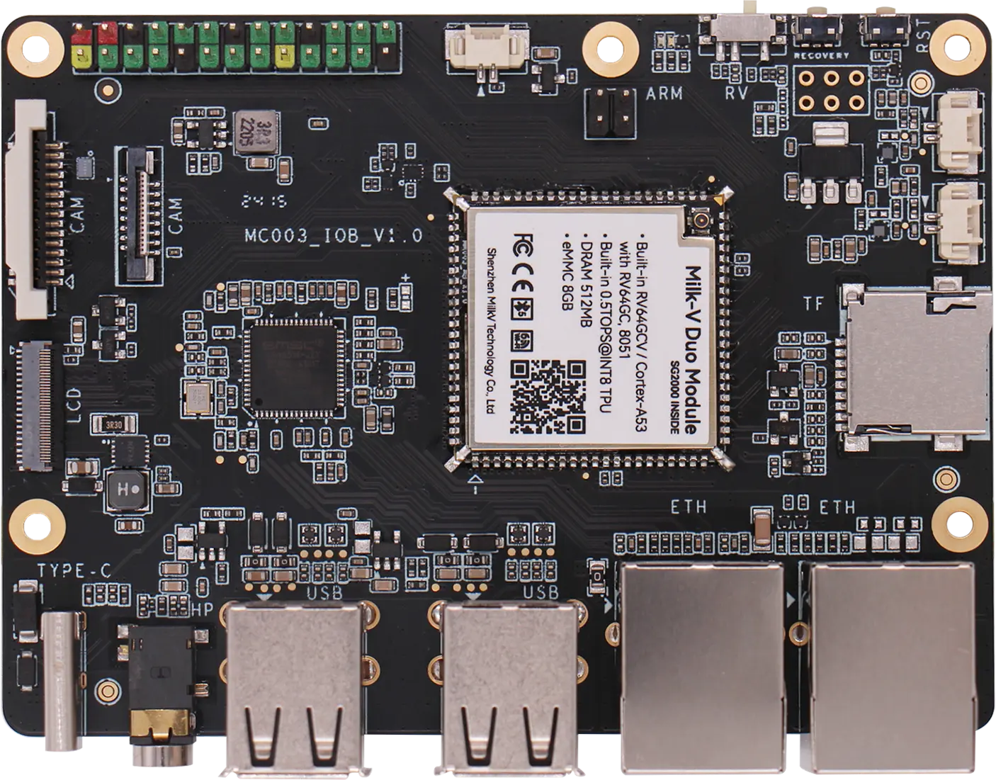 Milk-V Duo Module 01 - RISC-V + ARM, 8GB eMMC, Wi-Fi 6, 100Mbps Eth EvalBoard