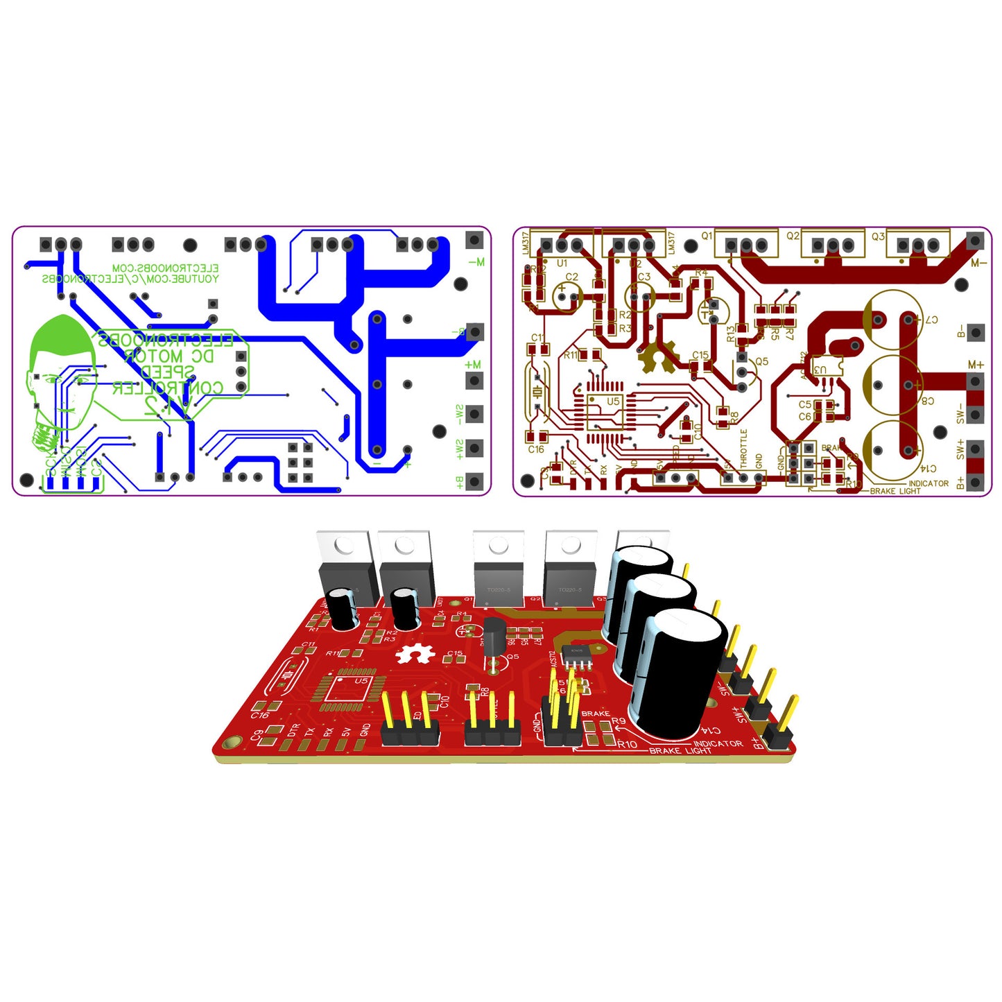 36V Bushed DC Motor ESC PCB V1.2