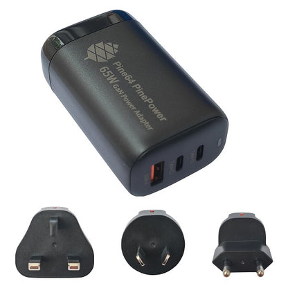 PinePower 65W GaN 2C1A USB Charger (inc International Plugs)