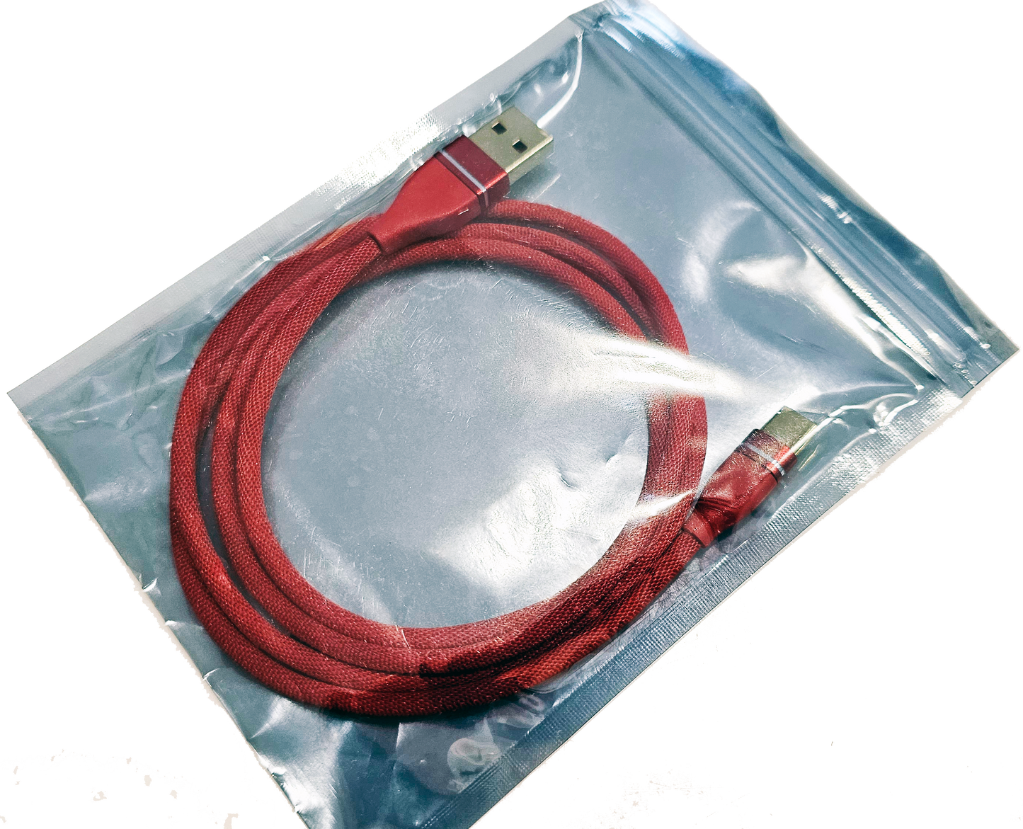 Generic USB 2.0 Type-A to Type-C Cable. 1m, Braided, Red