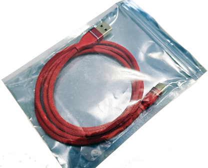 Generic USB 2.0 Type-A to Type-C Cable. 1m, Braided, Red