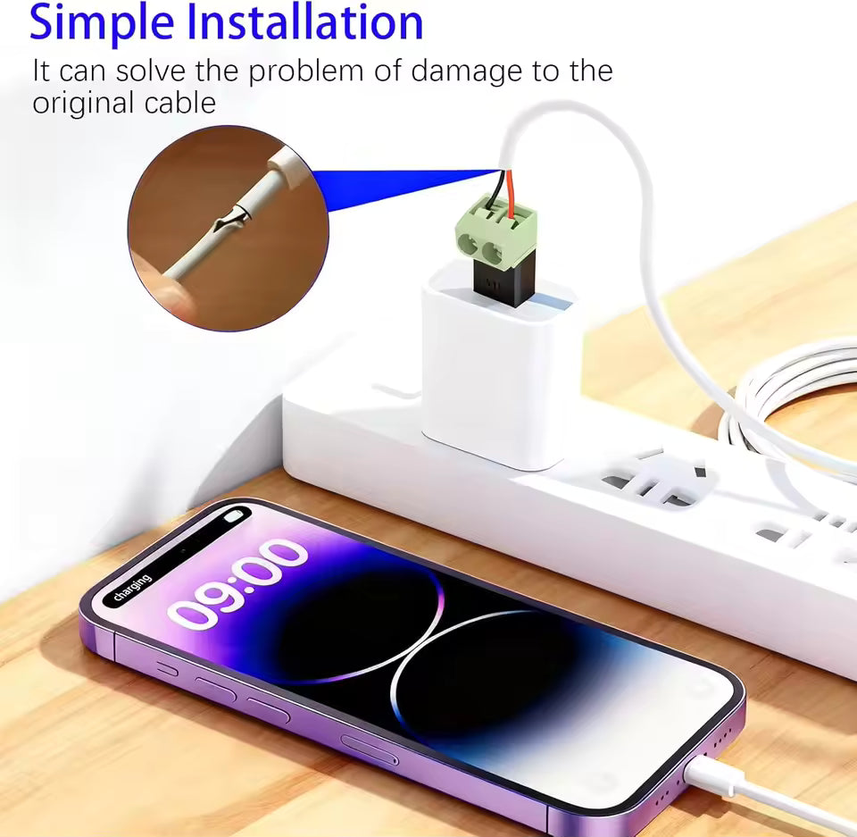 USB-C to 2-Pin Screw Terminal Adapter, Solderless (5V, 3A)