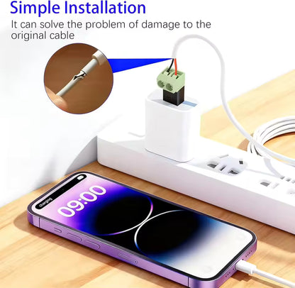 USB-C to 2-Pin Screw Terminal Adapter, Solderless (5V, 3A)